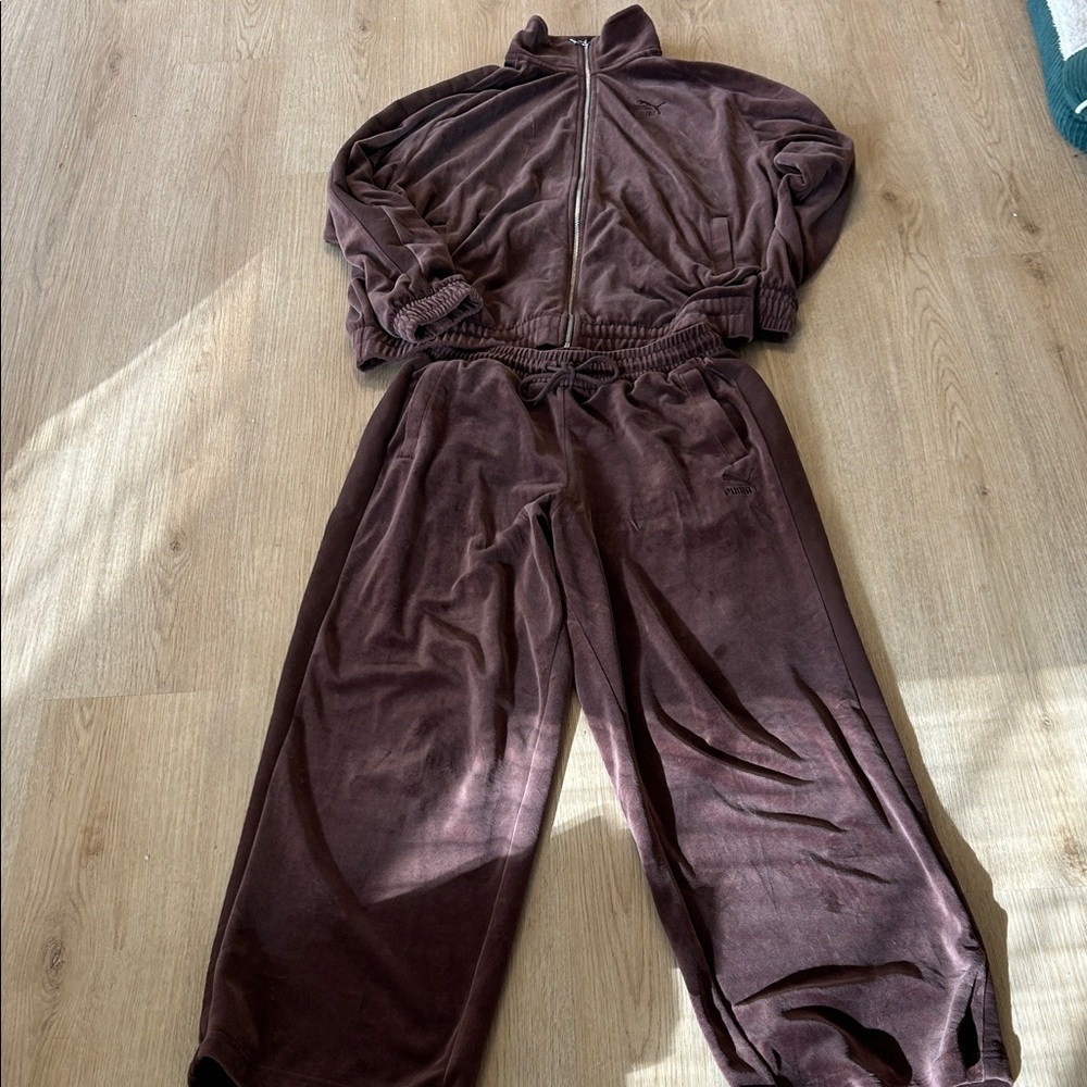 Puma Brown Velour Tracksuit